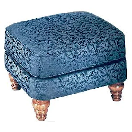 Classic Rectangular Ottoman with Exposed Wood Feet